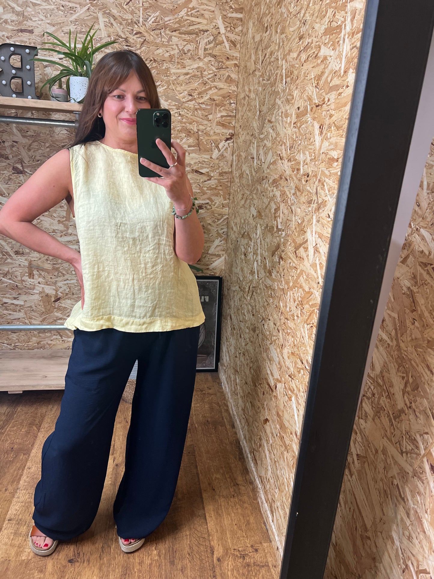 Linen Button Back Top