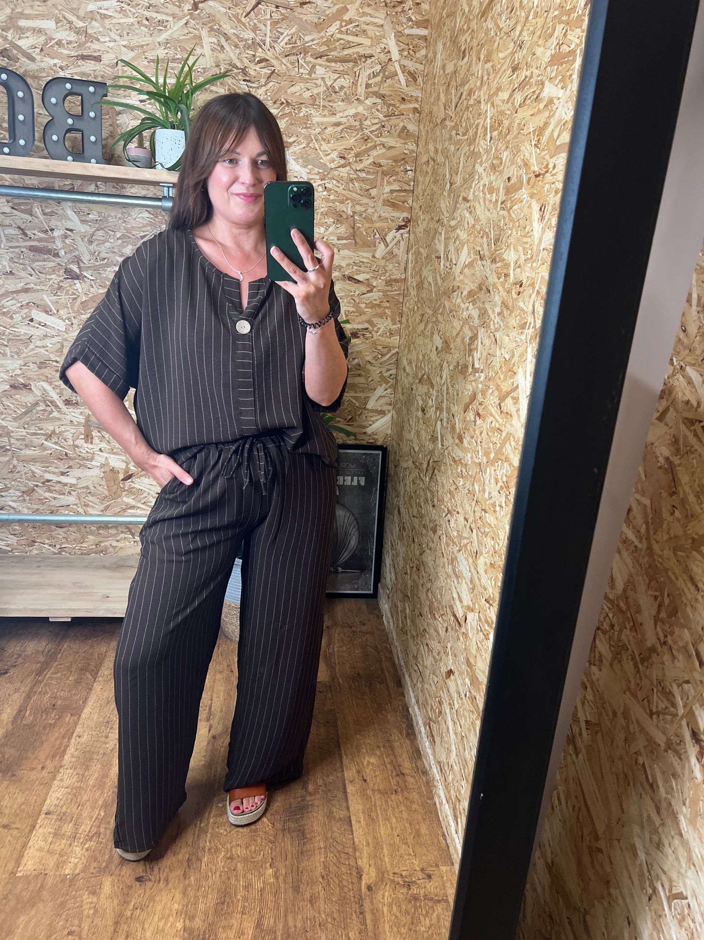 Pinstripe Co Ord Chocolate