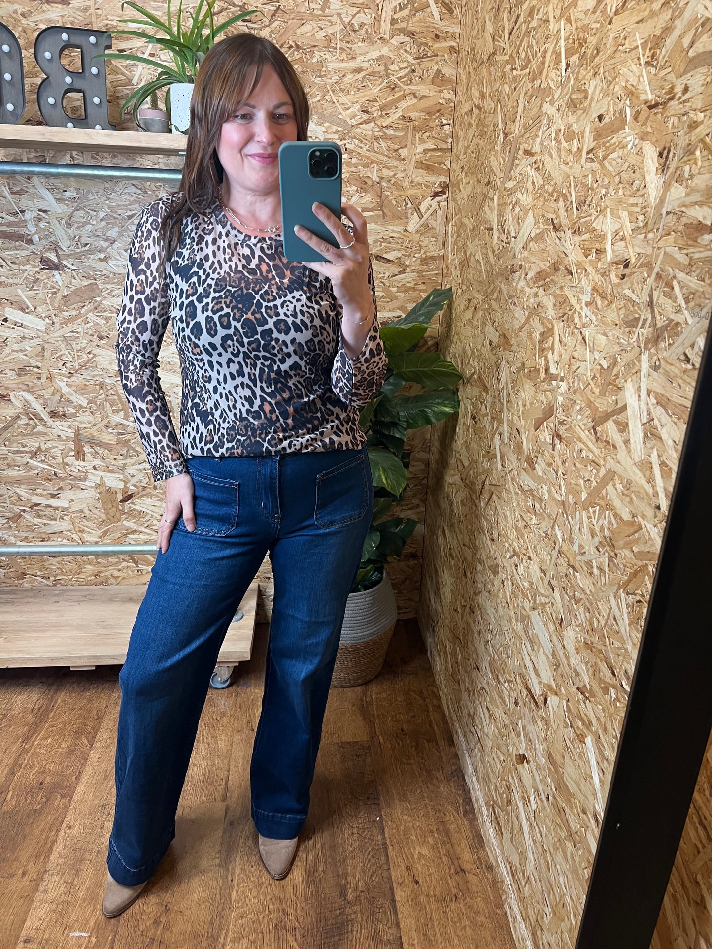 Leopard Print Mesh Top