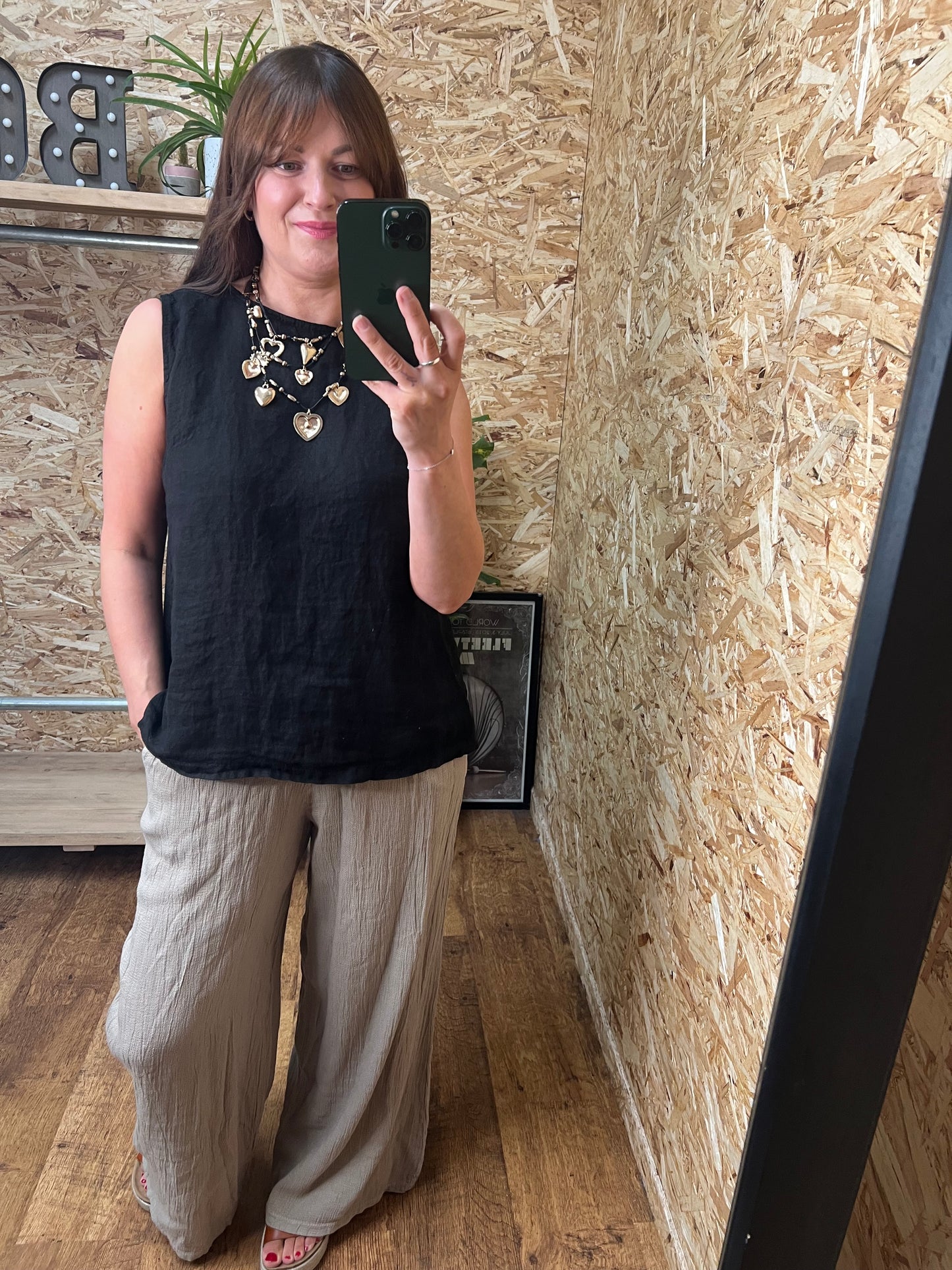Linen Button Back Top