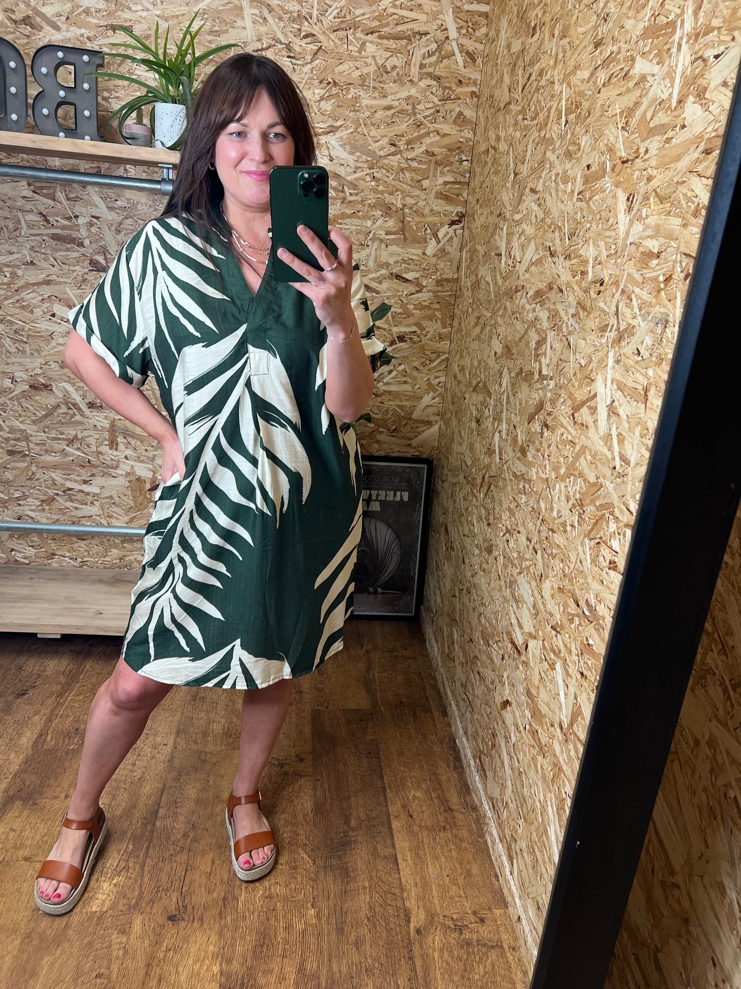 Palm Print Tunic Dress