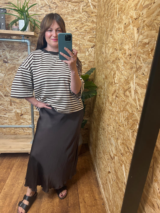 Chocolate Silk Mix Skirt