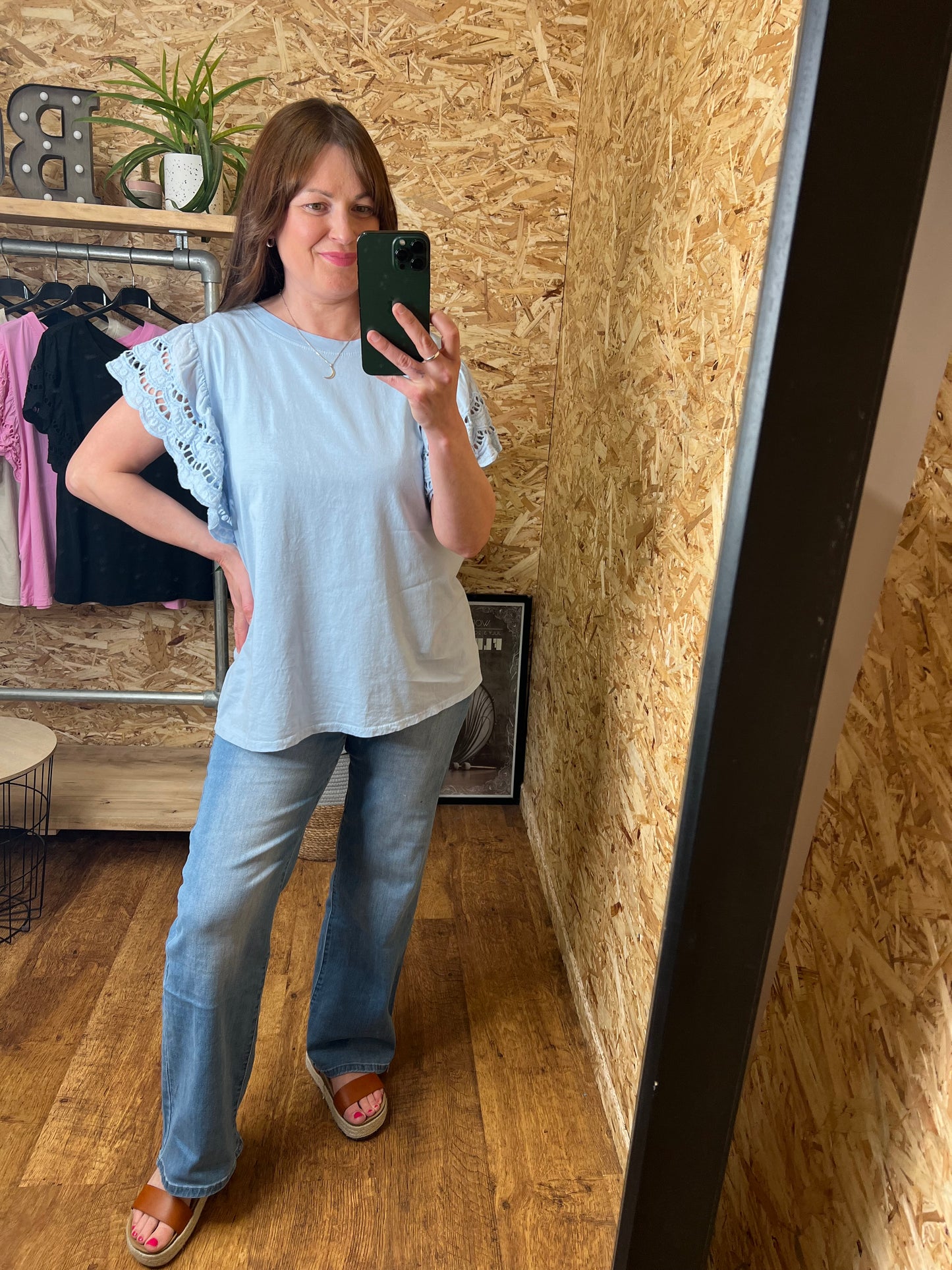Megan Broderie Sleeve Tee