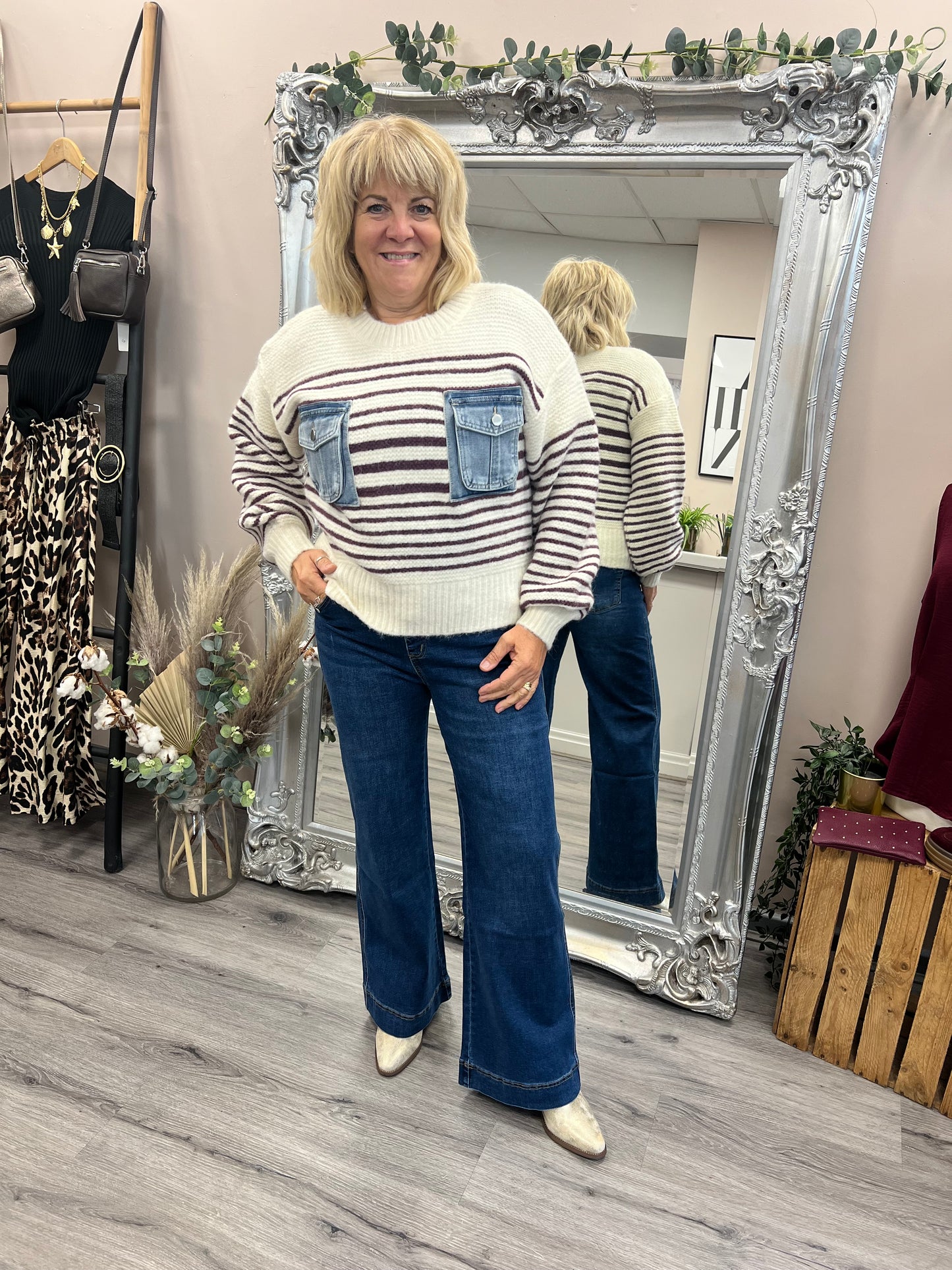 Denim Pocket Stripe Knit