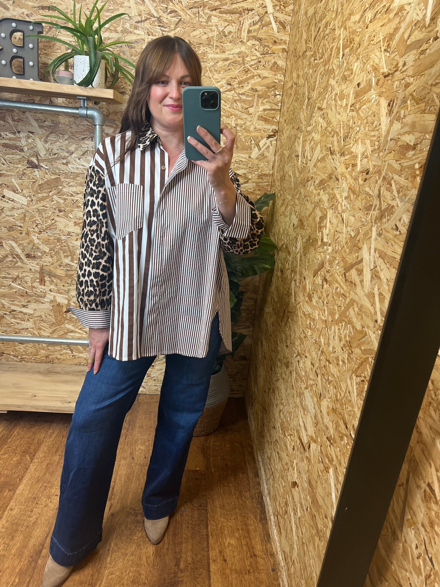 Oversized Leopard Stripe Shirt