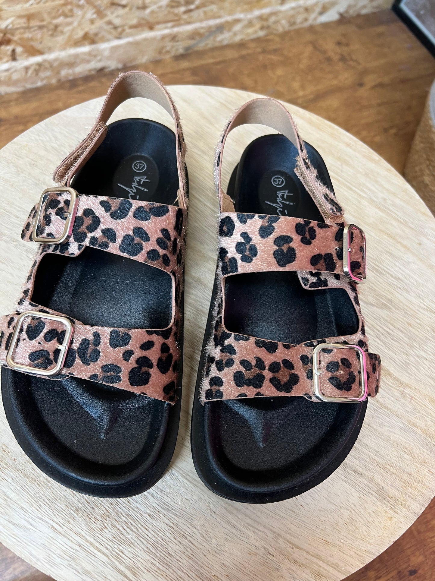 Leopard Buckle Sandals
