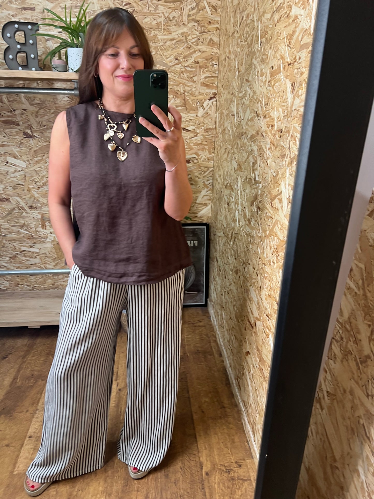 Linen Button Back Top