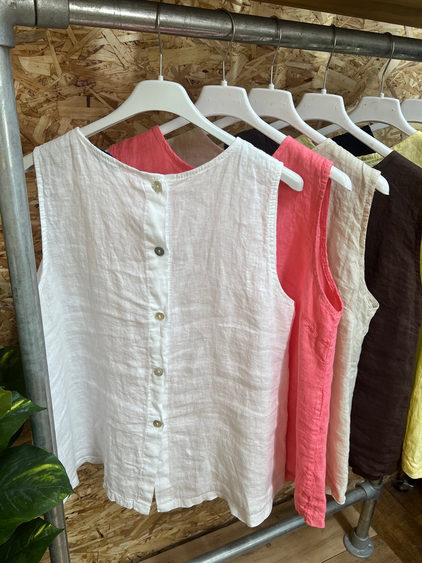 Linen Button Back Top