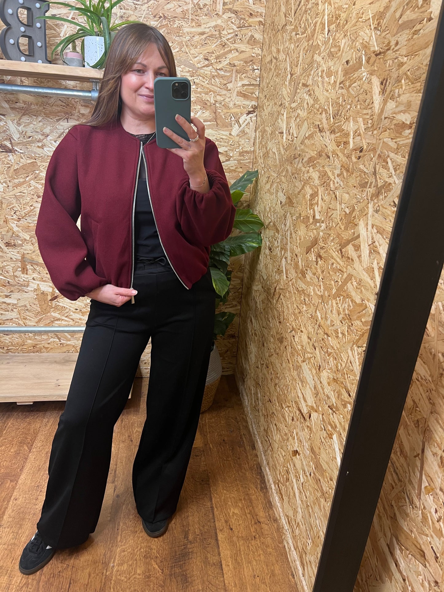 Collarless Bomber Jacket