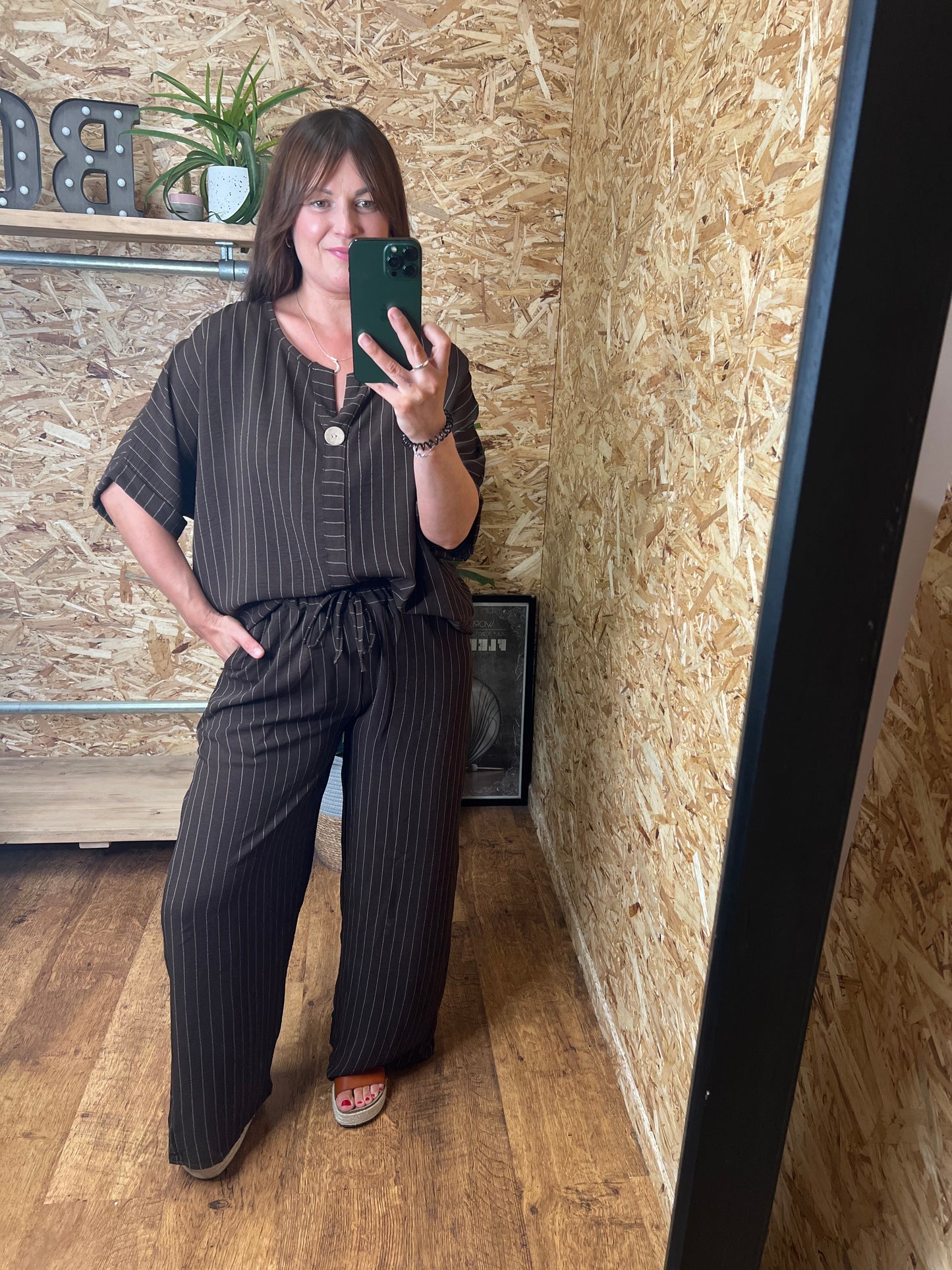 Pinstripe Co Ord Chocolate