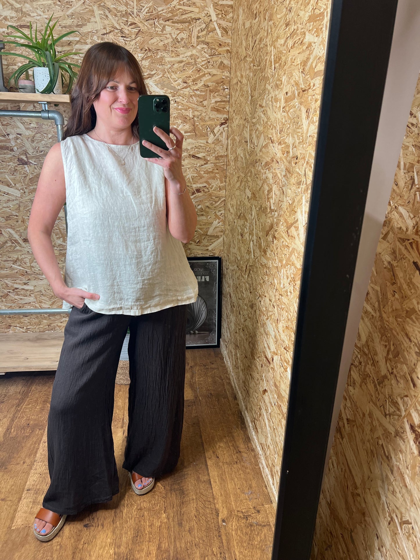 Linen Button Back Top