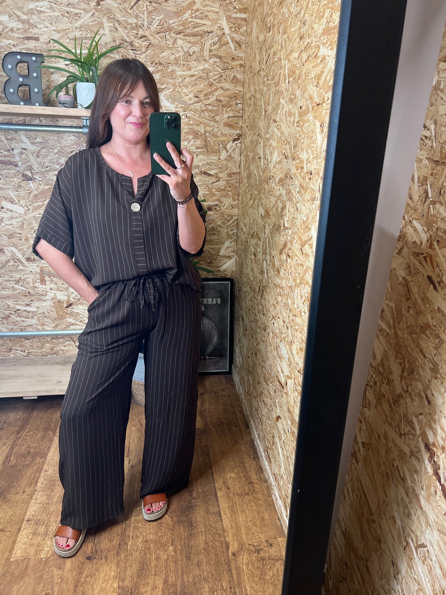 Pinstripe Co Ord Chocolate