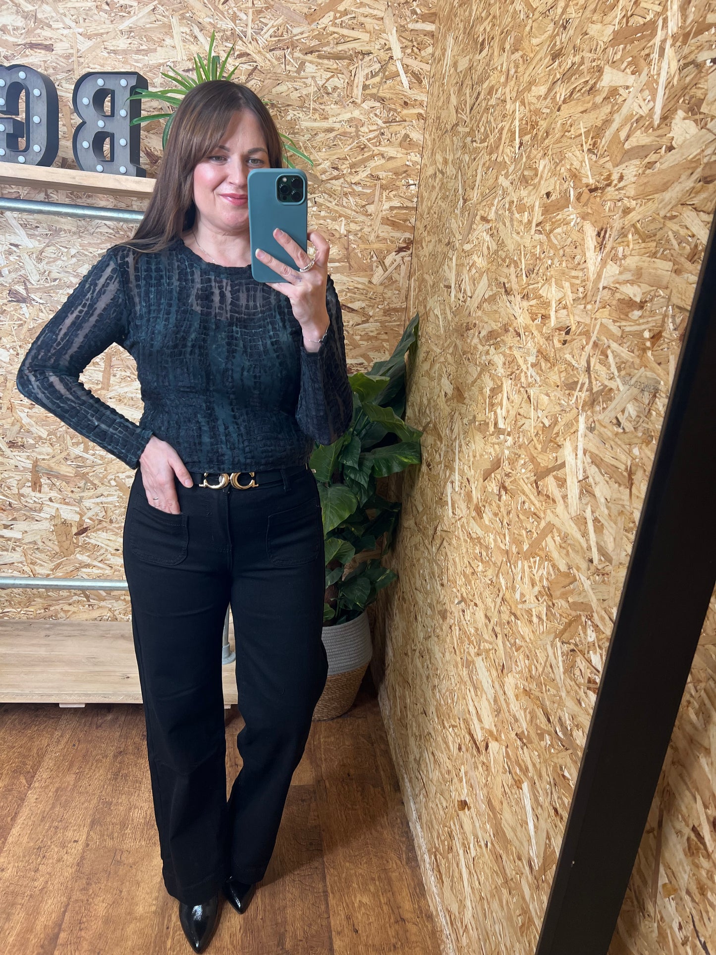 Devore Velvet Mesh Top