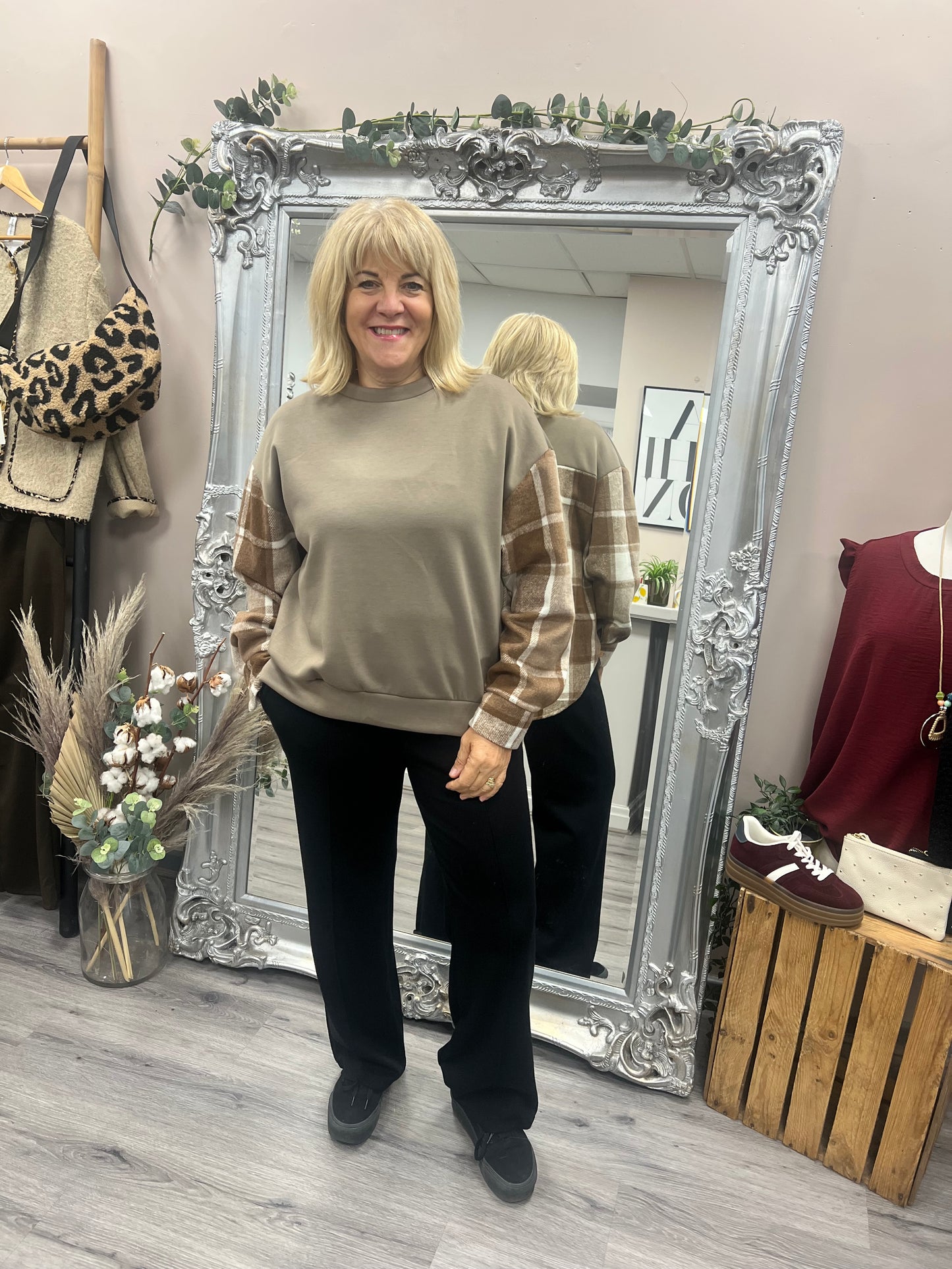 Checked Panel Sweatshirt