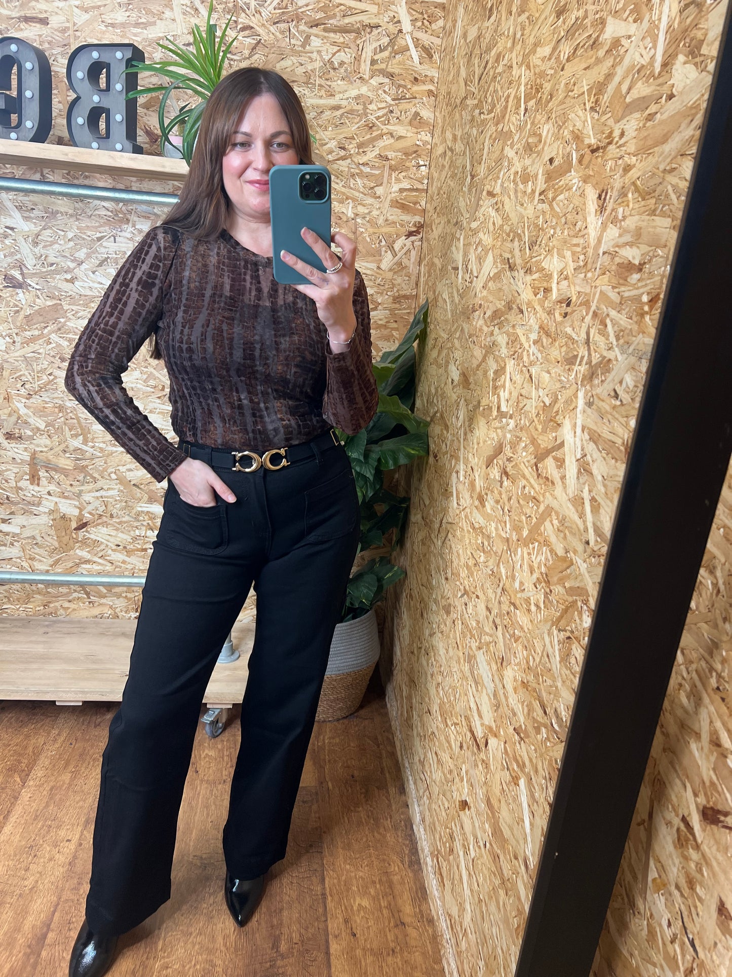 Devore Velvet Mesh Top