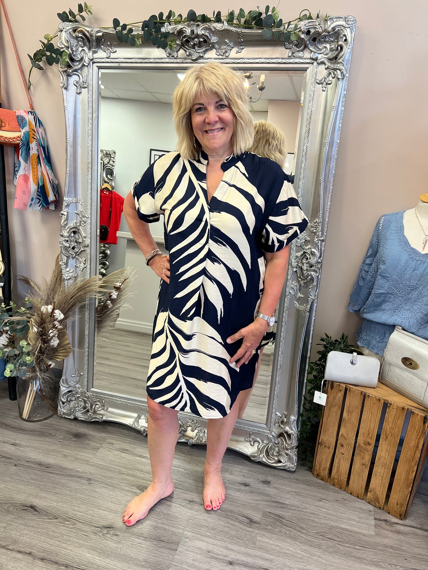 Palm Print Tunic Dress