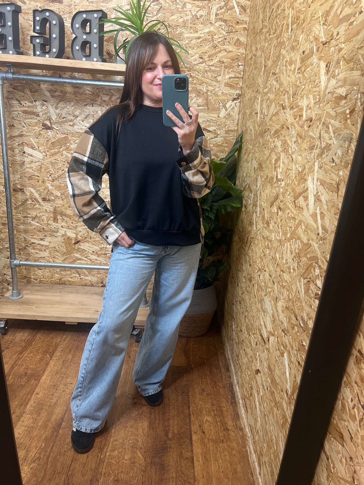 Checked Panel Sweatshirt