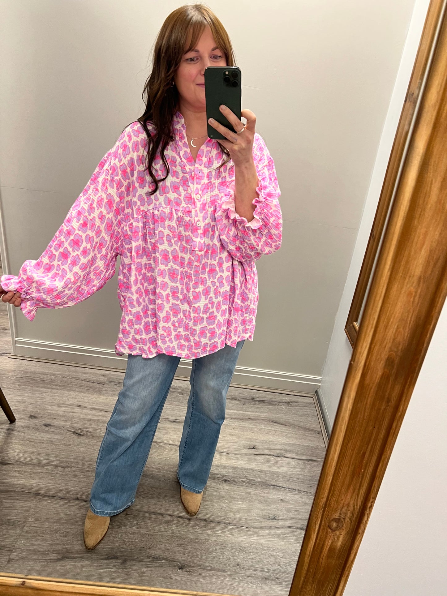 Neon Leopard Smock Top