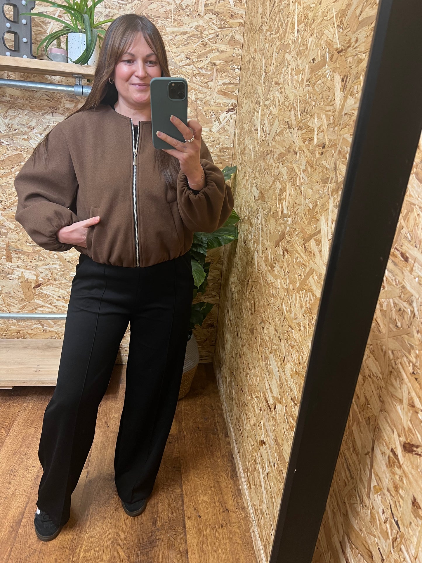 Collarless Bomber Jacket