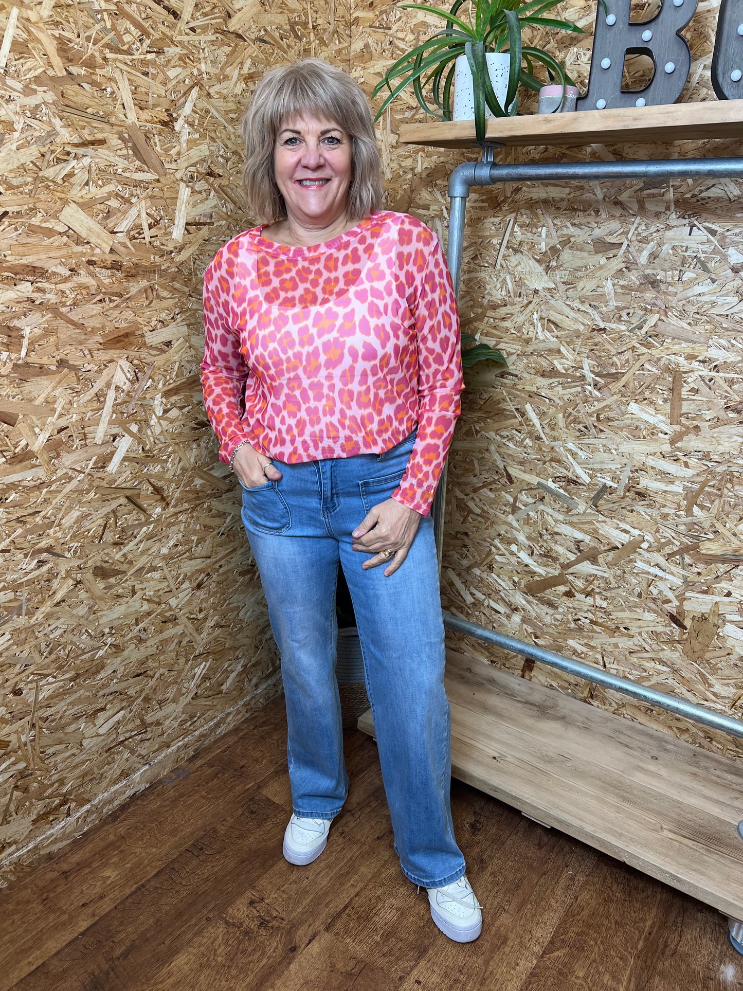 Kemi Animal Print Mesh Top