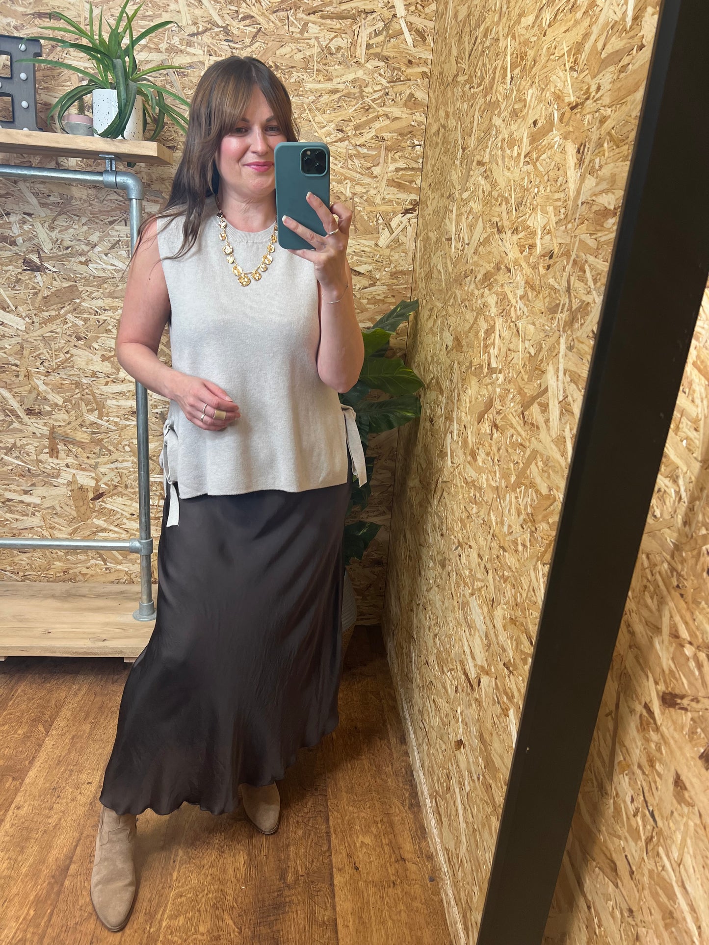 Chocolate Silk Mix Skirt