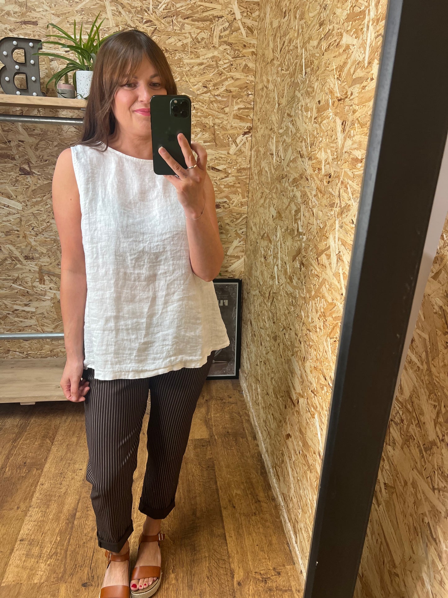 Linen Button Back Top