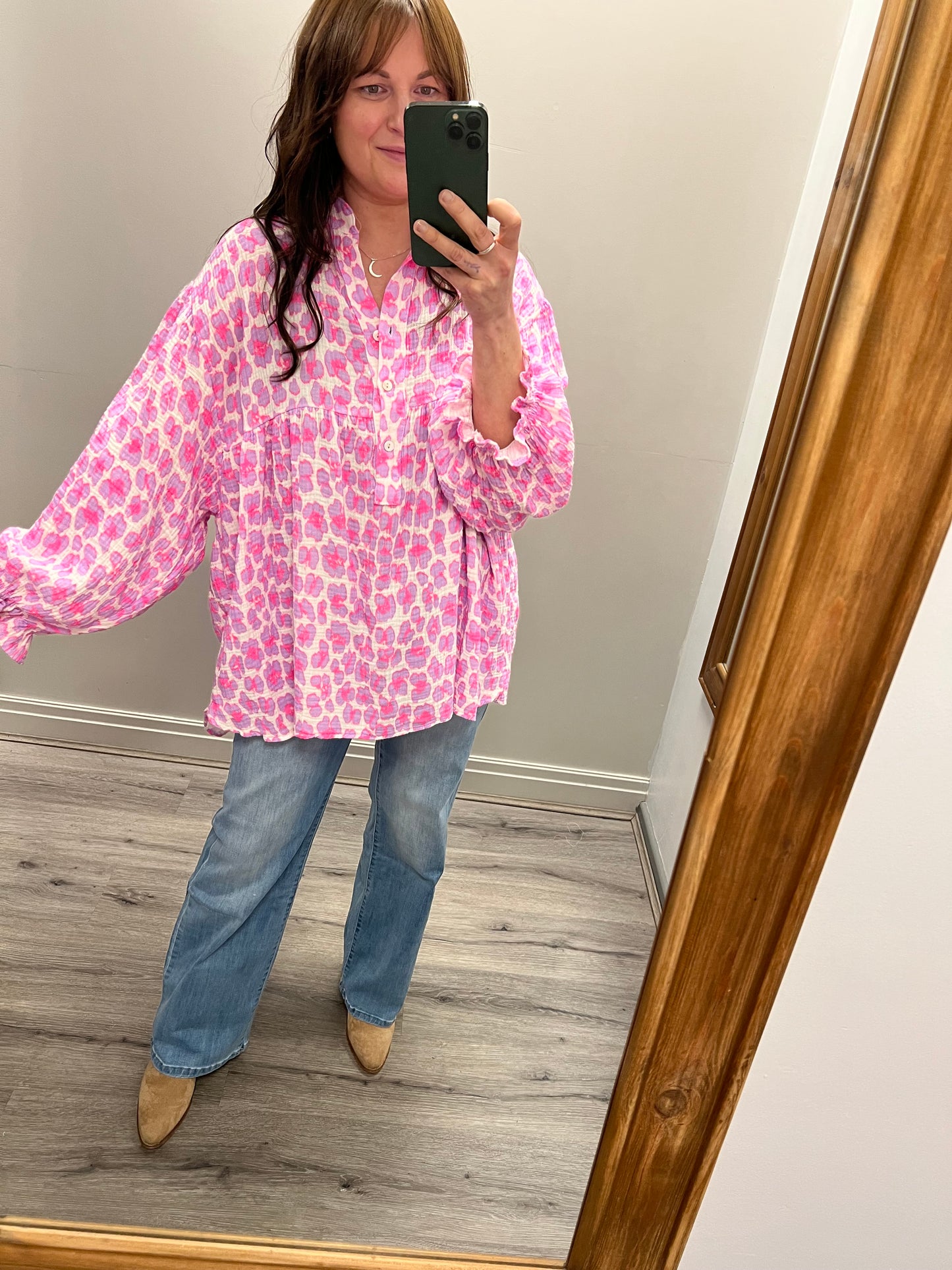 Neon Leopard Smock Top