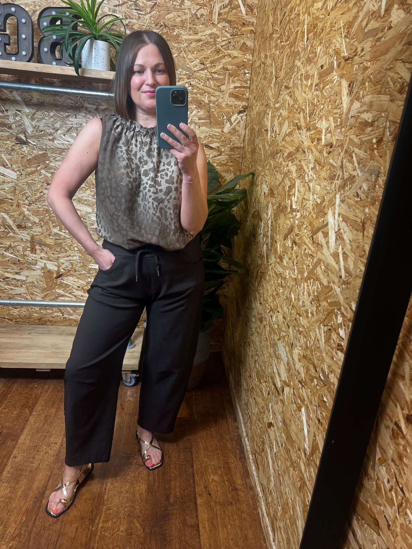 Leopard Ruffle Neck Top