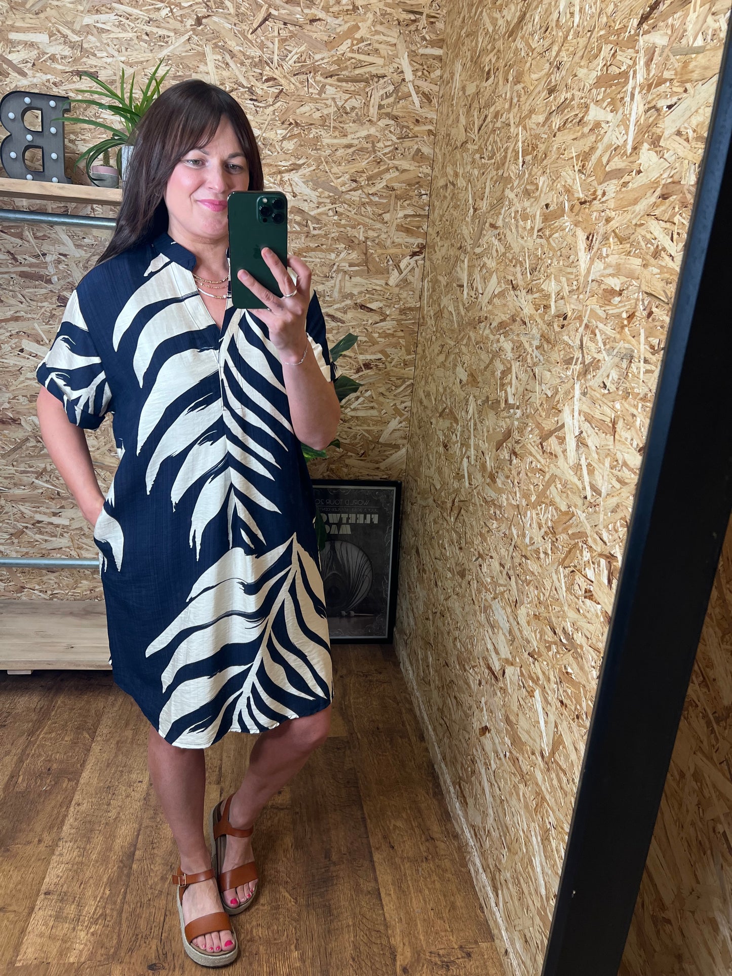 Palm Print Tunic Dress