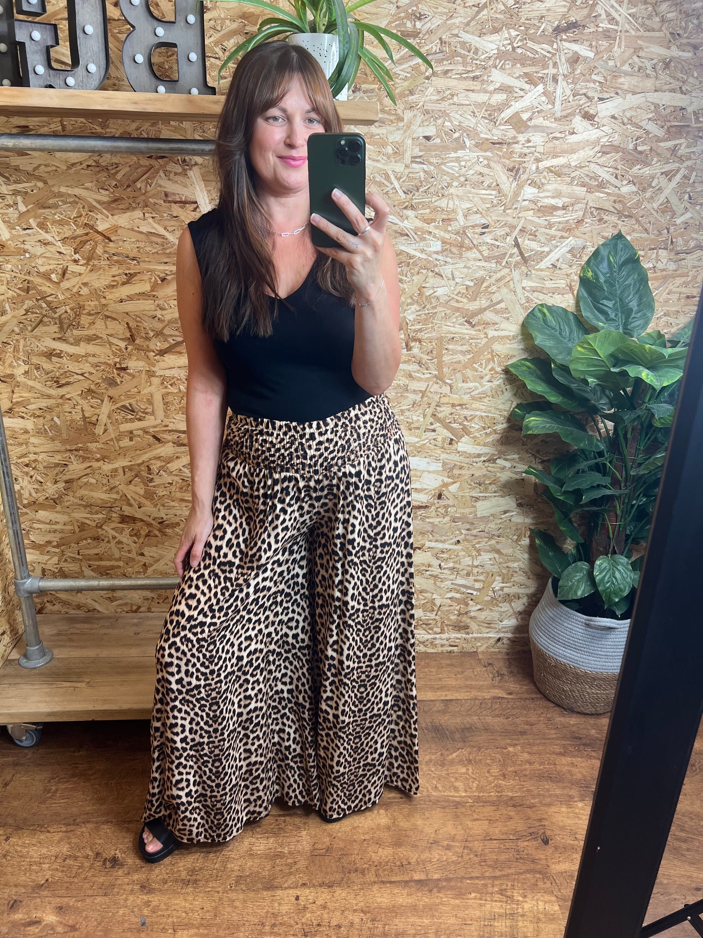 Leopard Print Palazzo Trousers