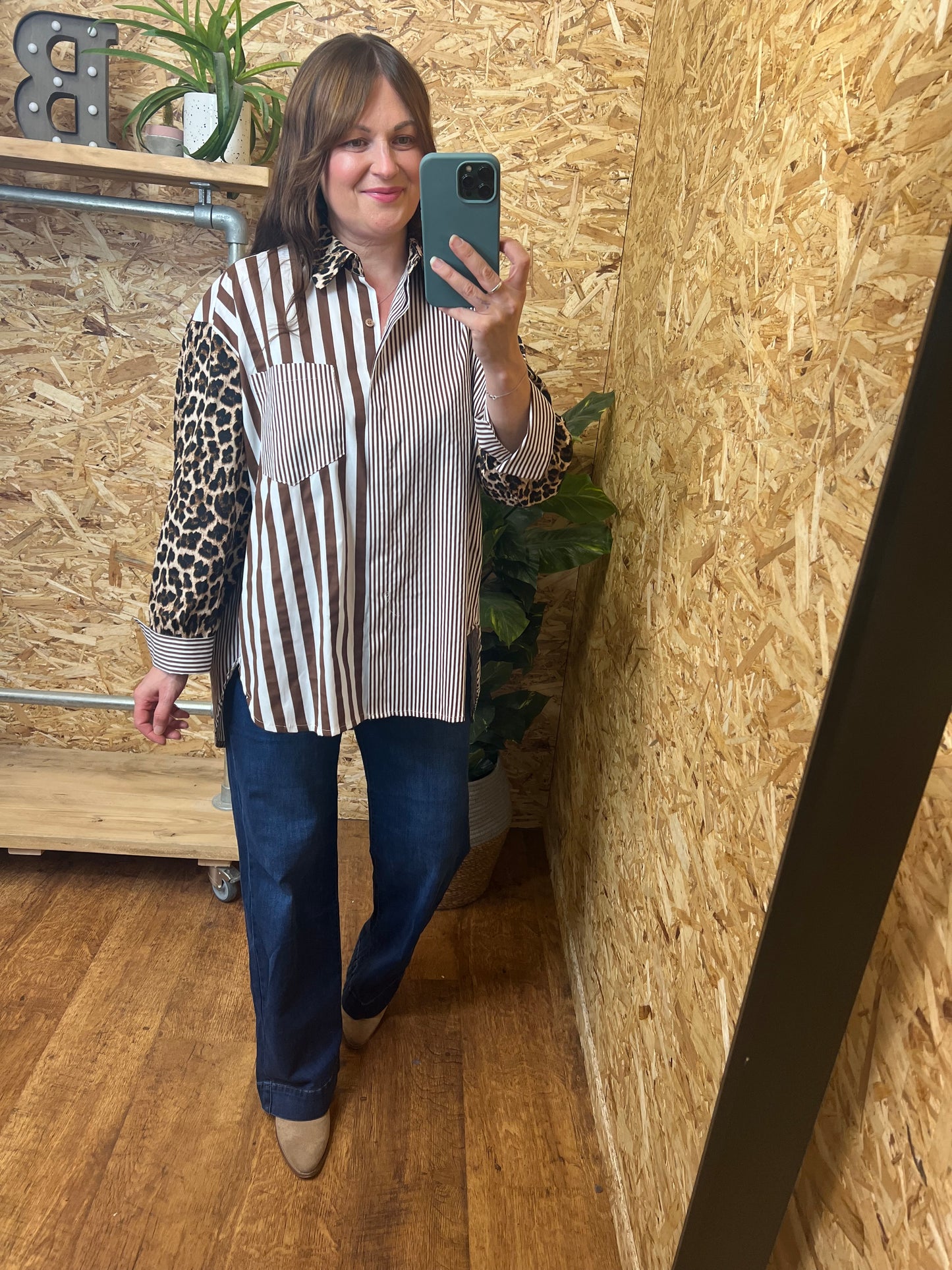 Oversized Leopard Stripe Shirt