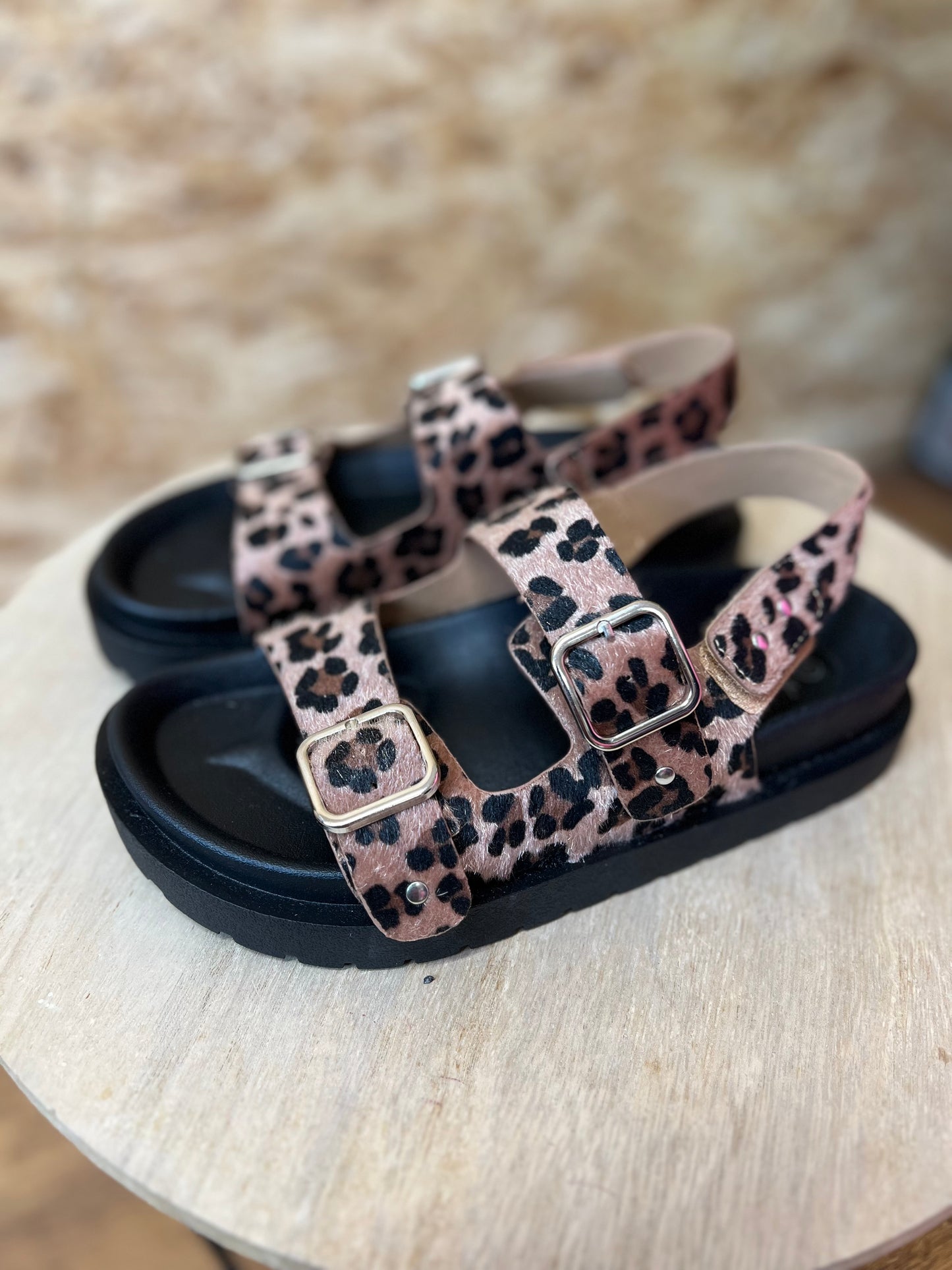 Leopard Buckle Sandals