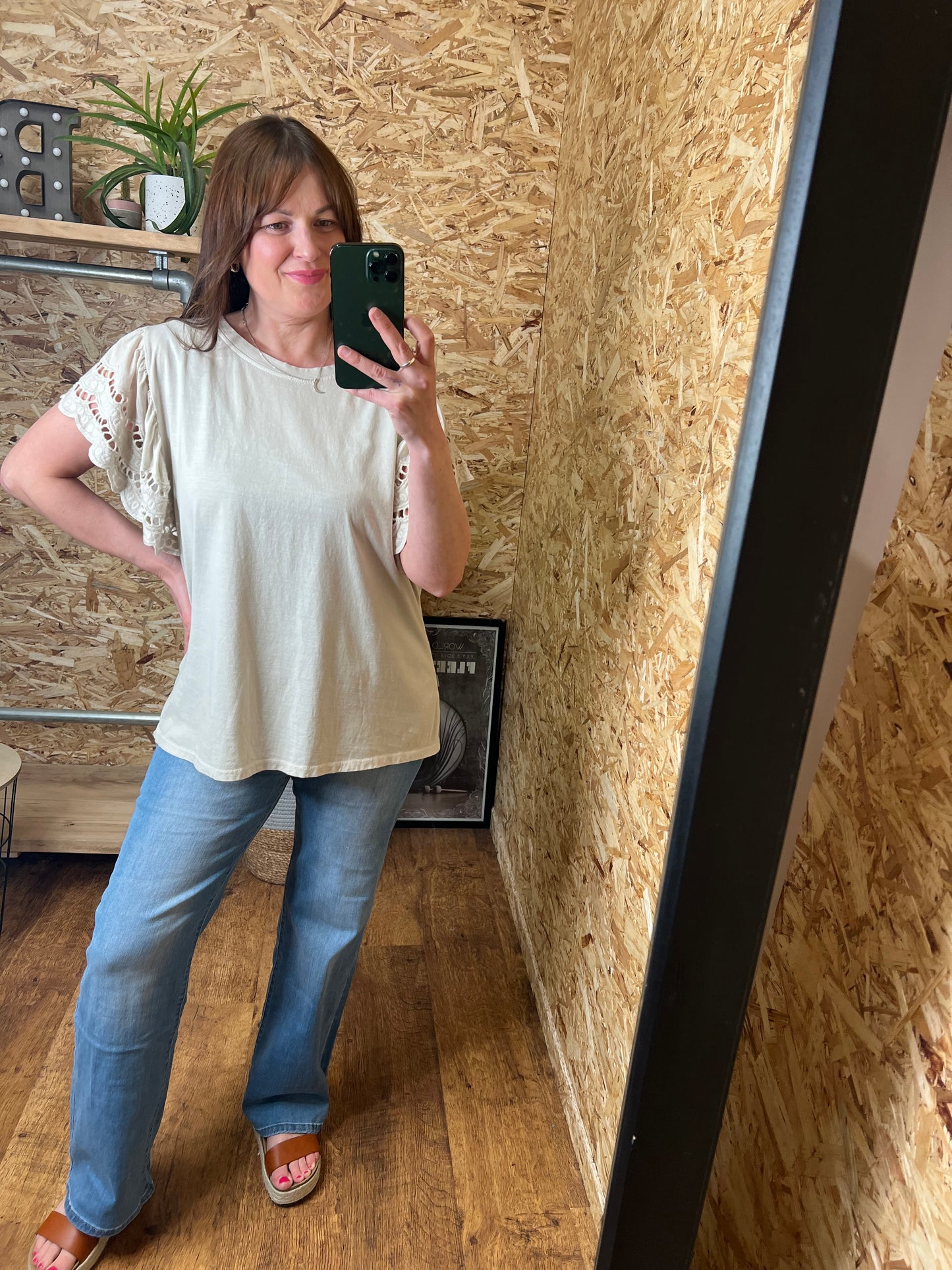Megan Broderie Sleeve Tee