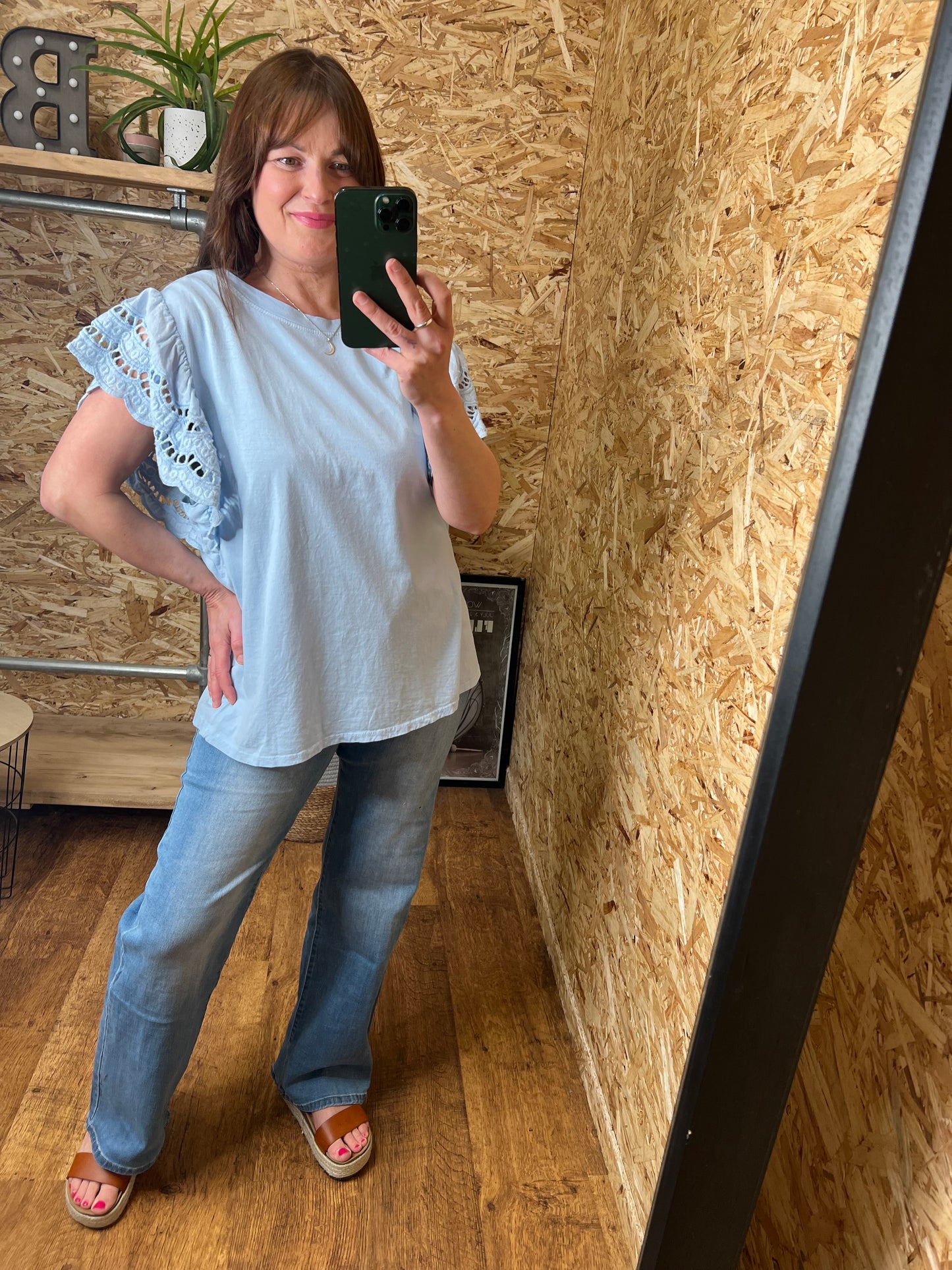 Megan Broderie Sleeve Tee