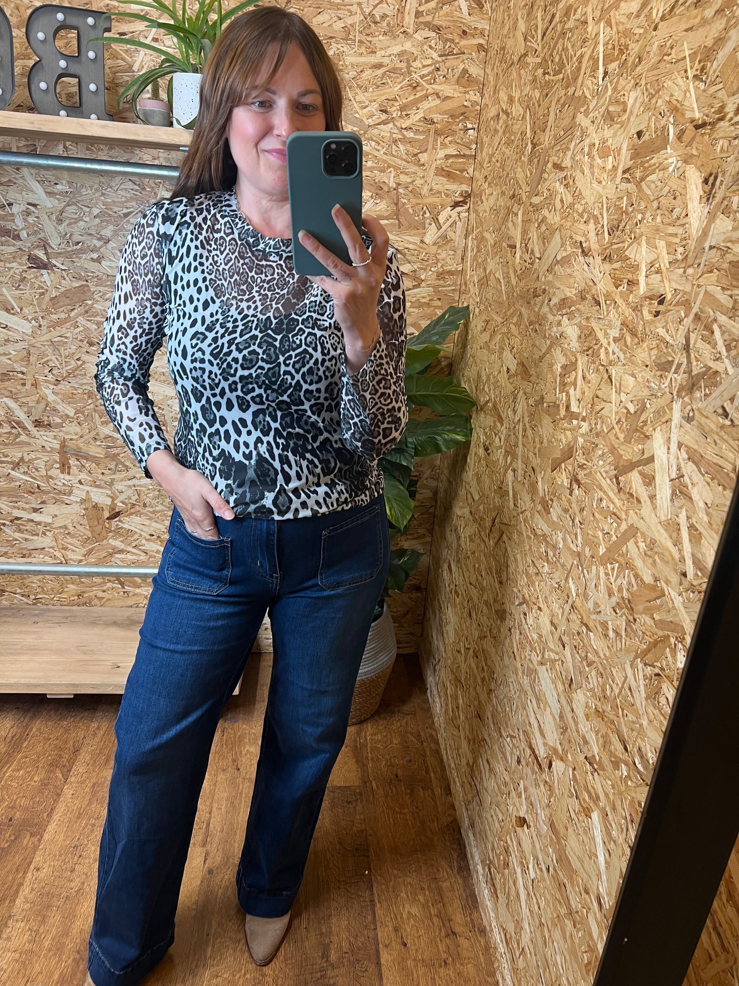 Leopard Print Mesh Top