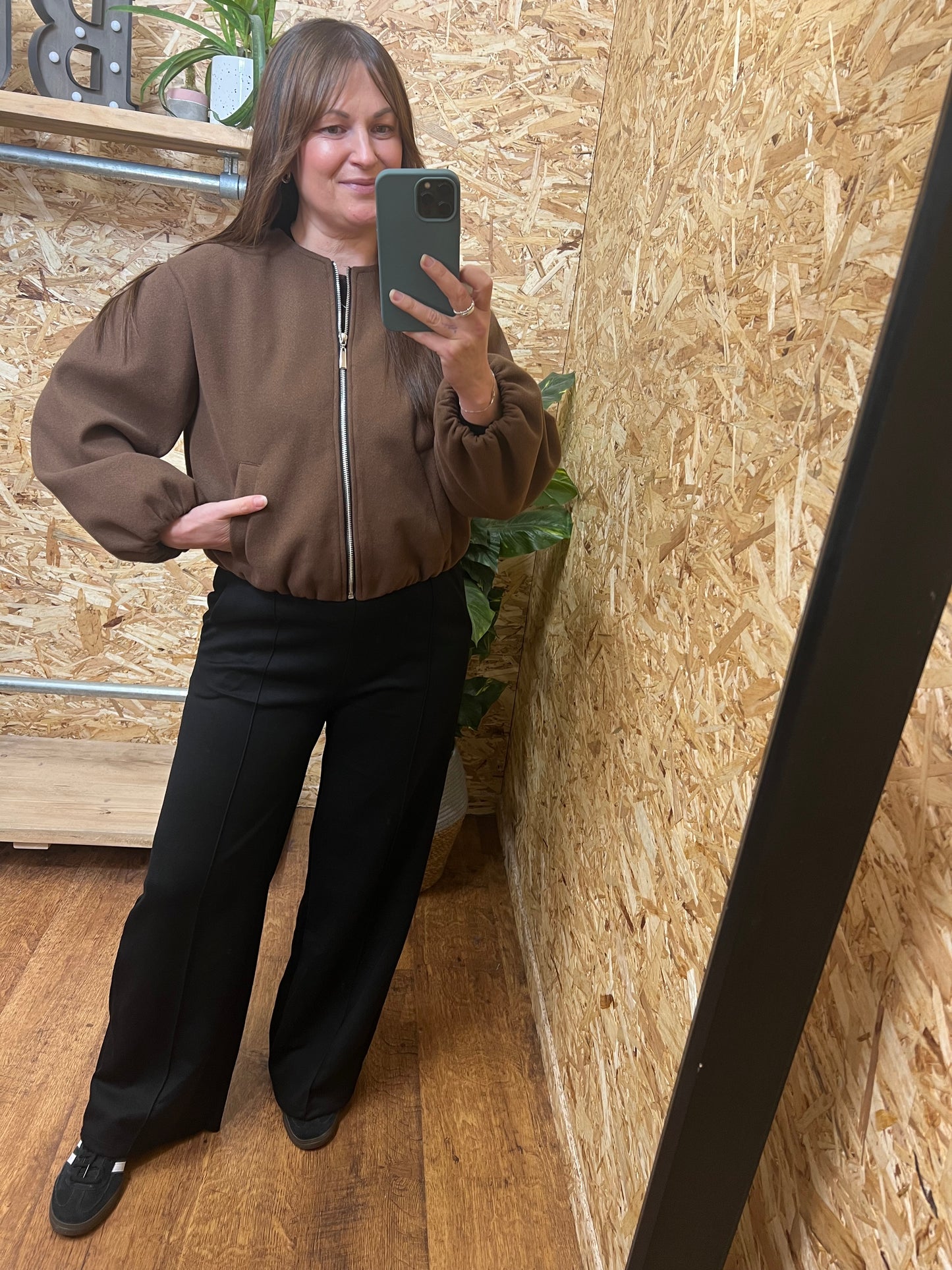 Collarless Bomber Jacket