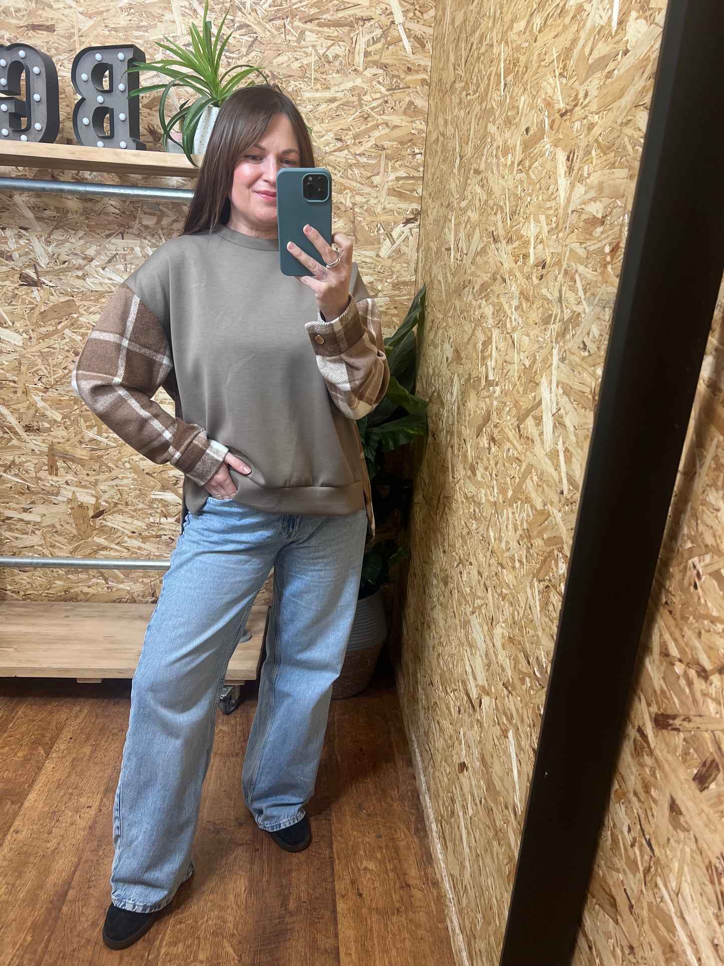 Checked Panel Sweatshirt