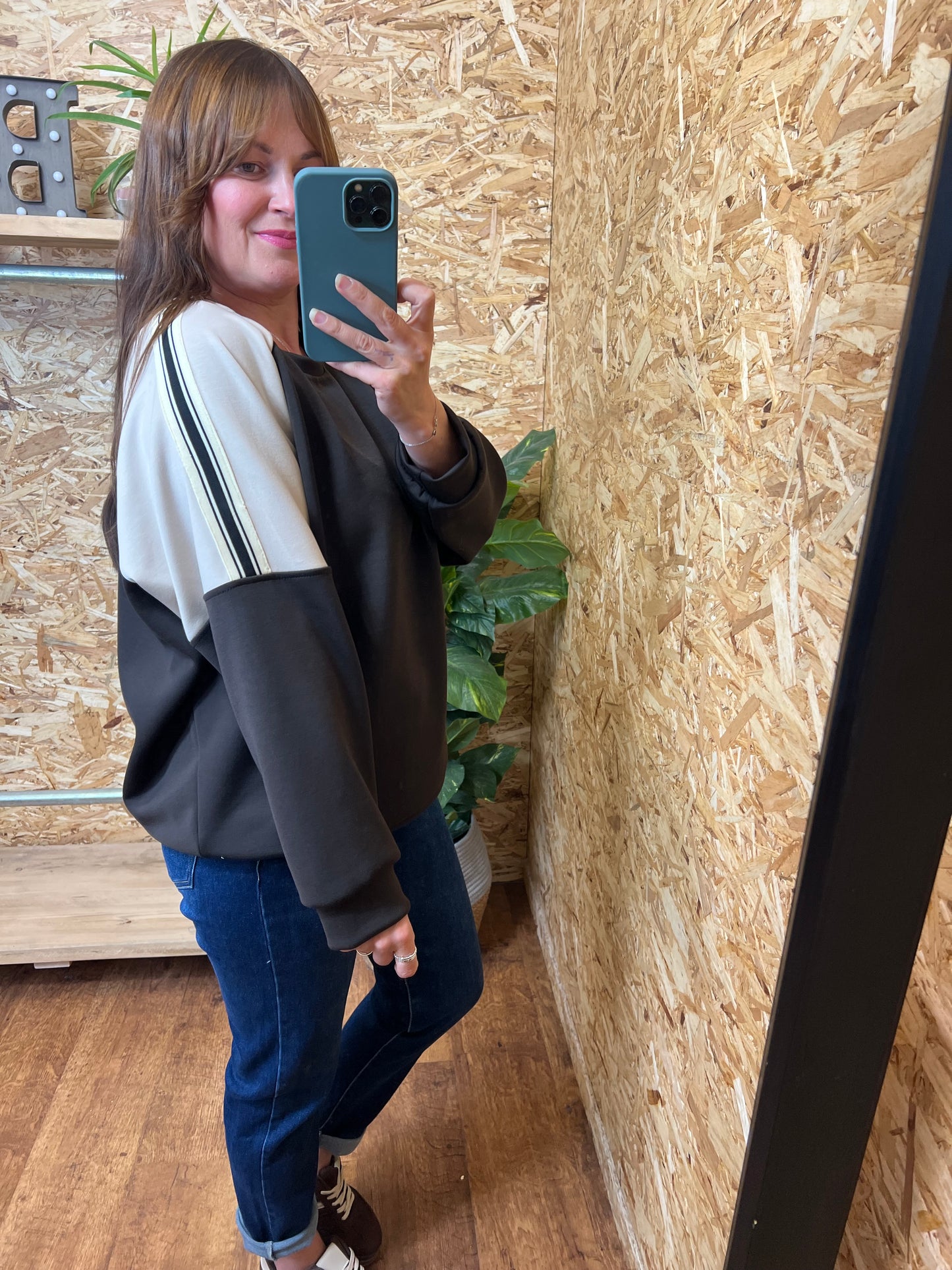 Stripe Trim Sweatshirt