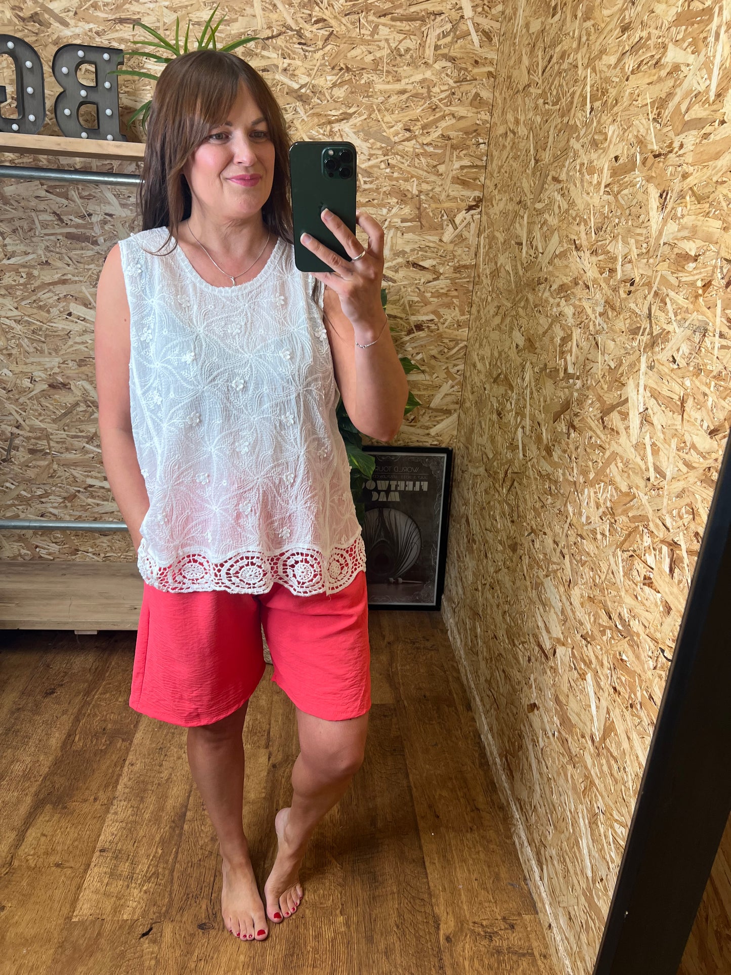 Crochet Trim Top White