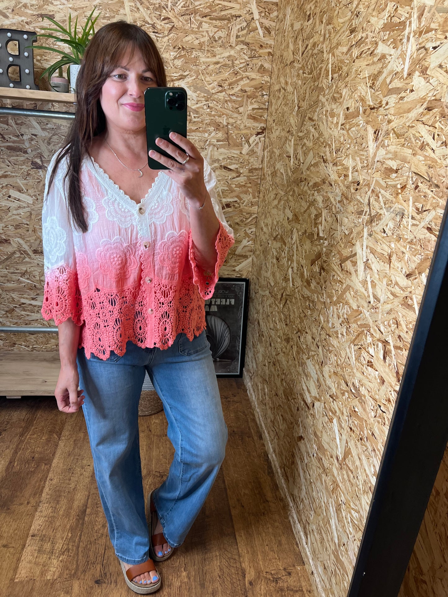 Talia Ombre Button Top