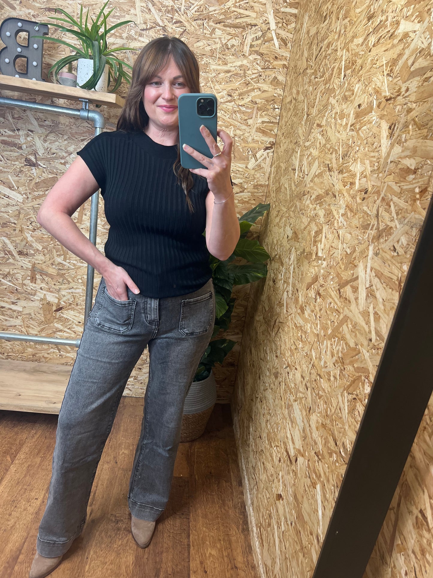 Grey Pocket Front Jeans