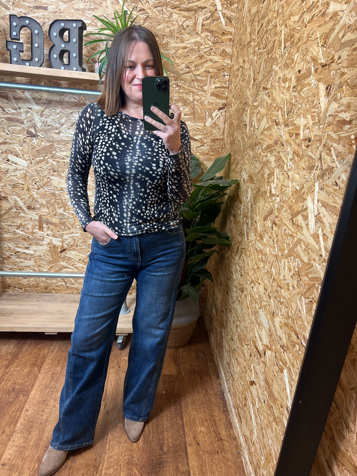 Deer Print Cashmere Mix Top