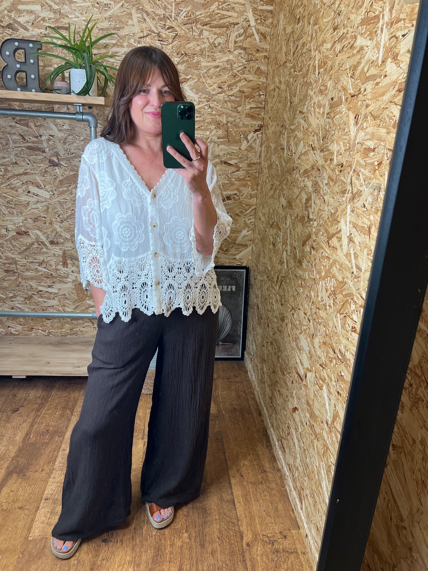 Lana Crochet Button Top