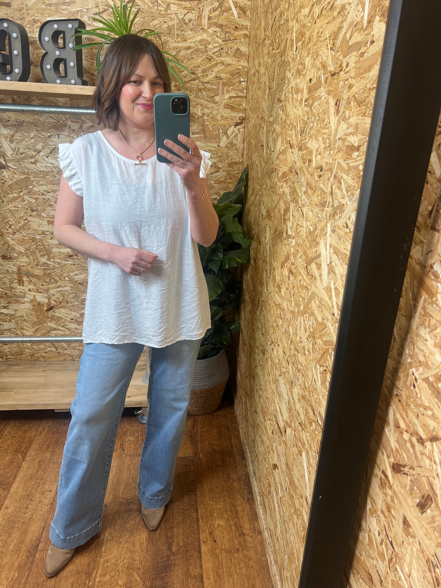 Lucie Frill Button Back Top