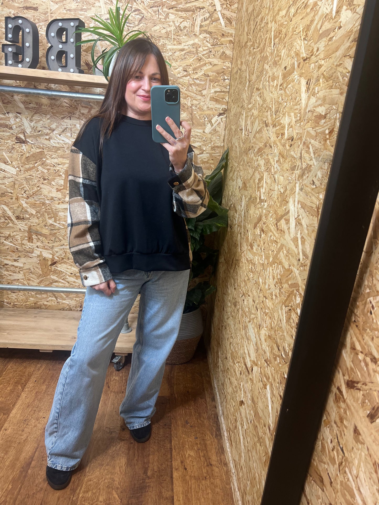 Checked Panel Sweatshirt