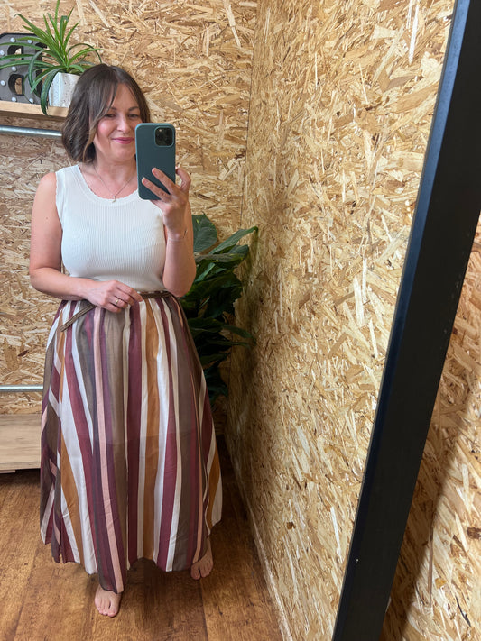 Stripe Belted Skirt