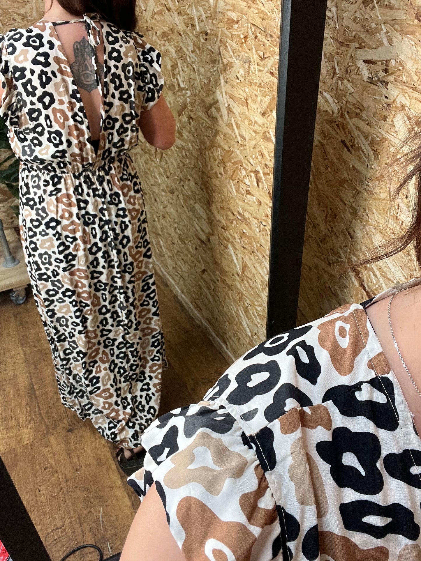 Leopard Frill Sleeve Maxi