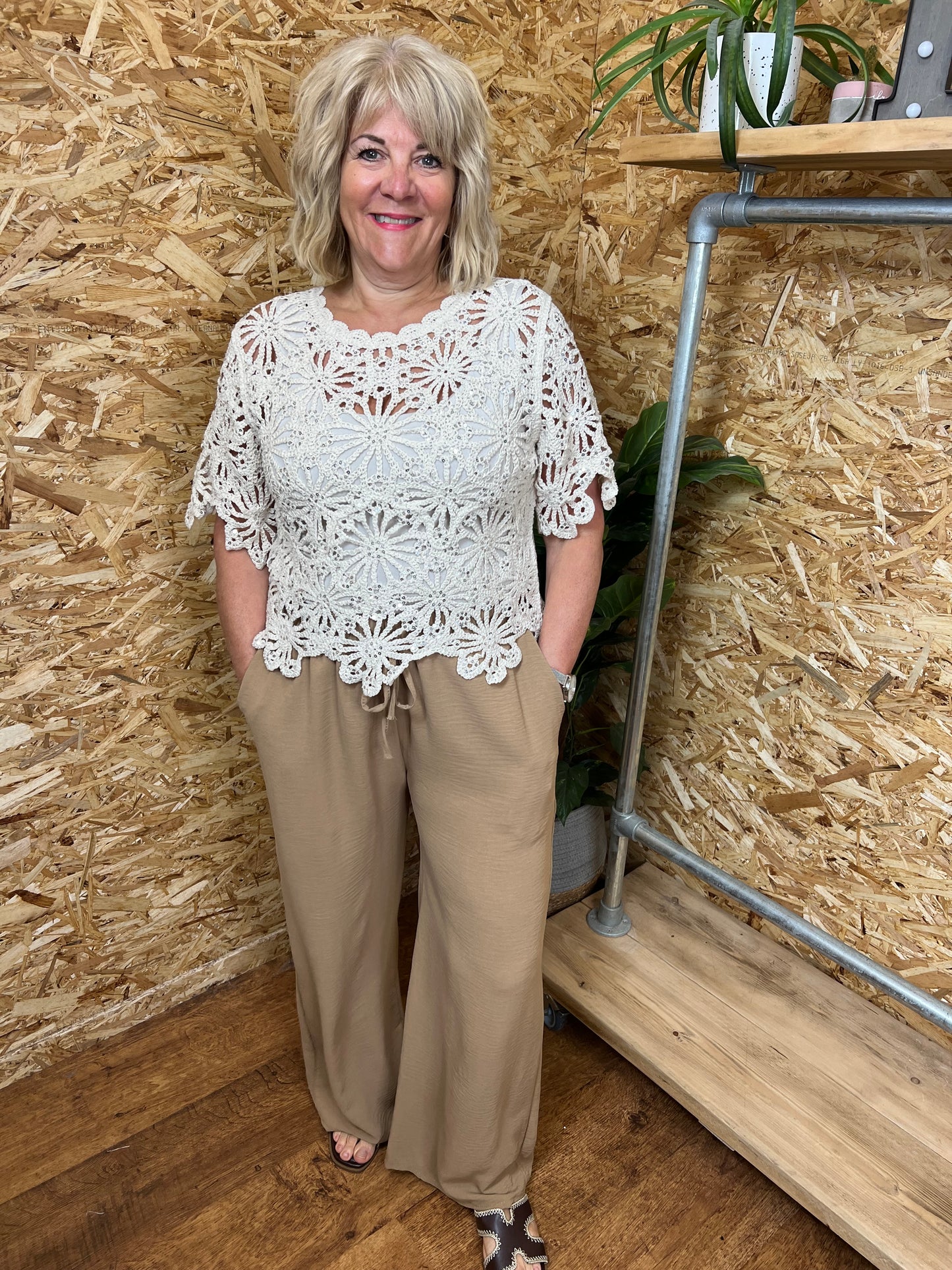Serena Sequin Crochet Top
