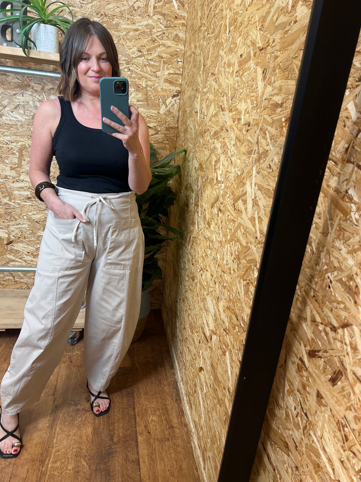 Cotton Tie Front Barrel Trousers