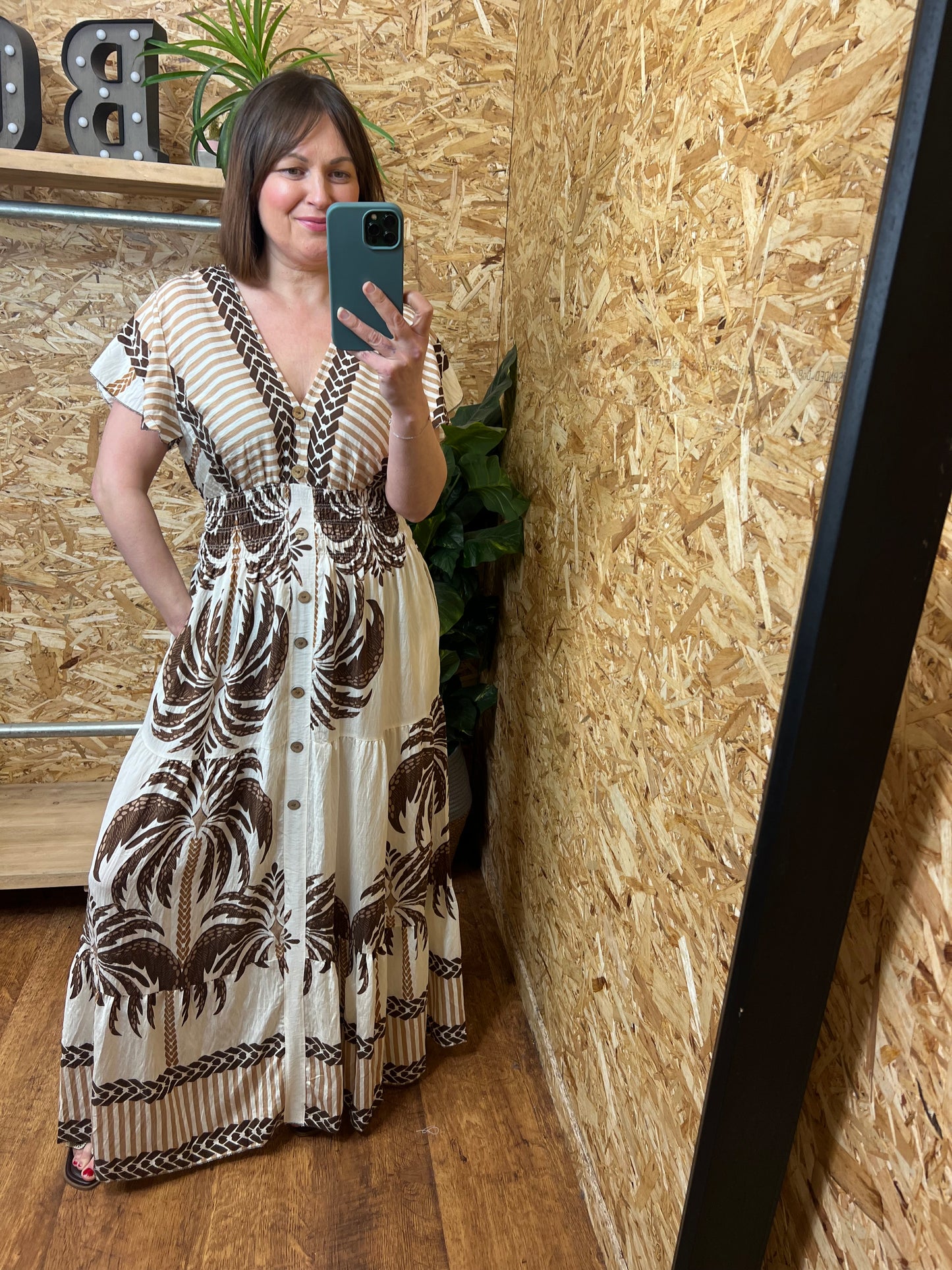 Palm Print Maxi Dress
